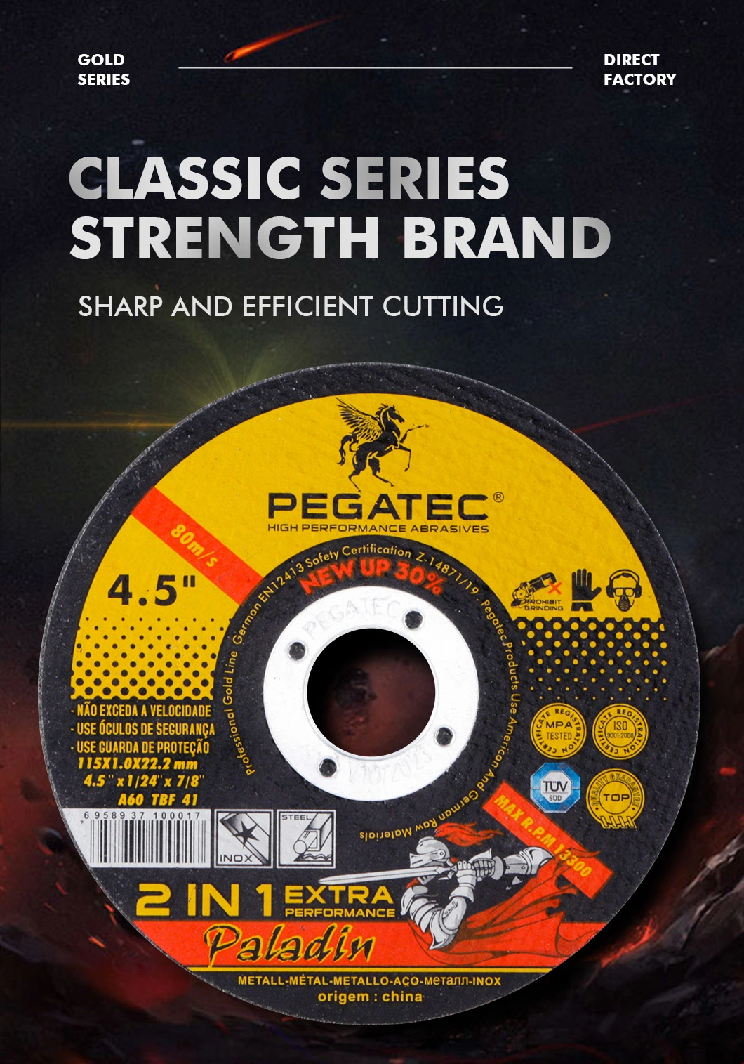 4.5 Inch Abrasive Ultra Thin Cutting Disc, Pegatec 115mm Cutting Wheel for Metal and Inox, 2in1